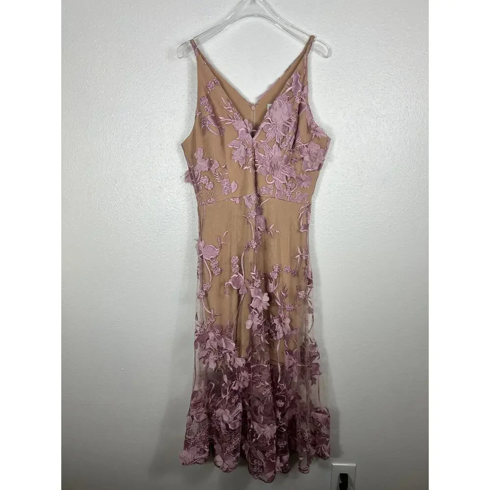 Dress the Population Audrey Floral Applique Fit & Flare Dress Pink Large - Picture 2 of 9